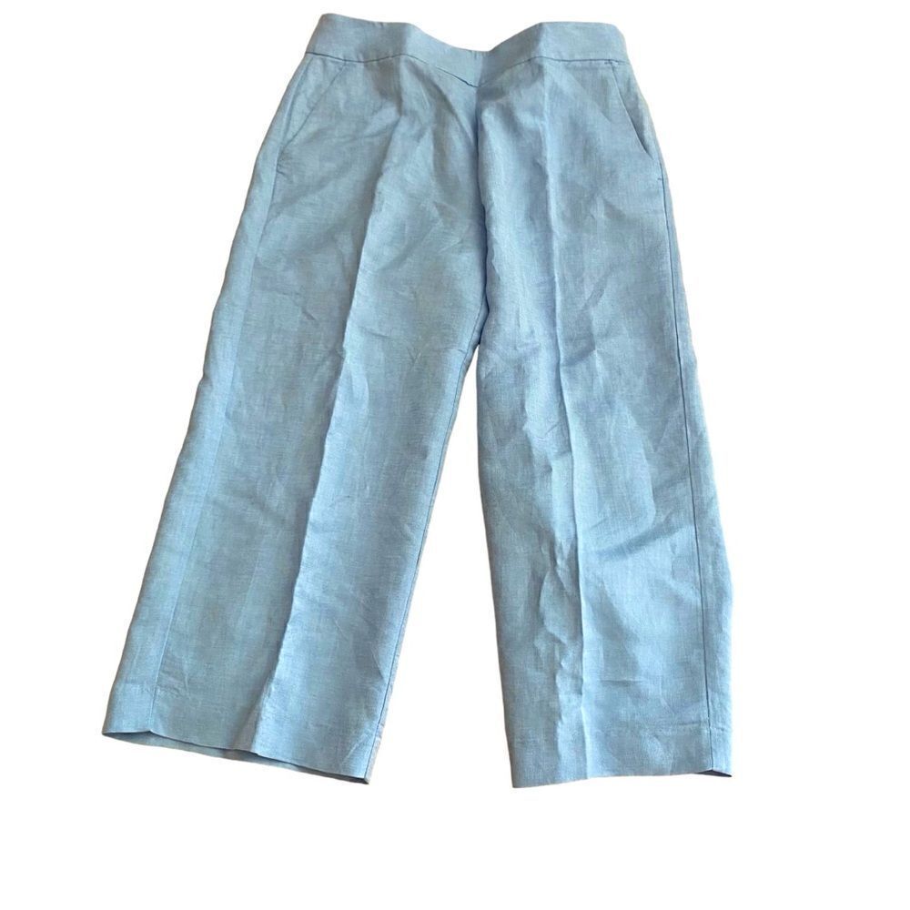 LOFT Blue Linen Wide Leg Capri Pants Size 6
